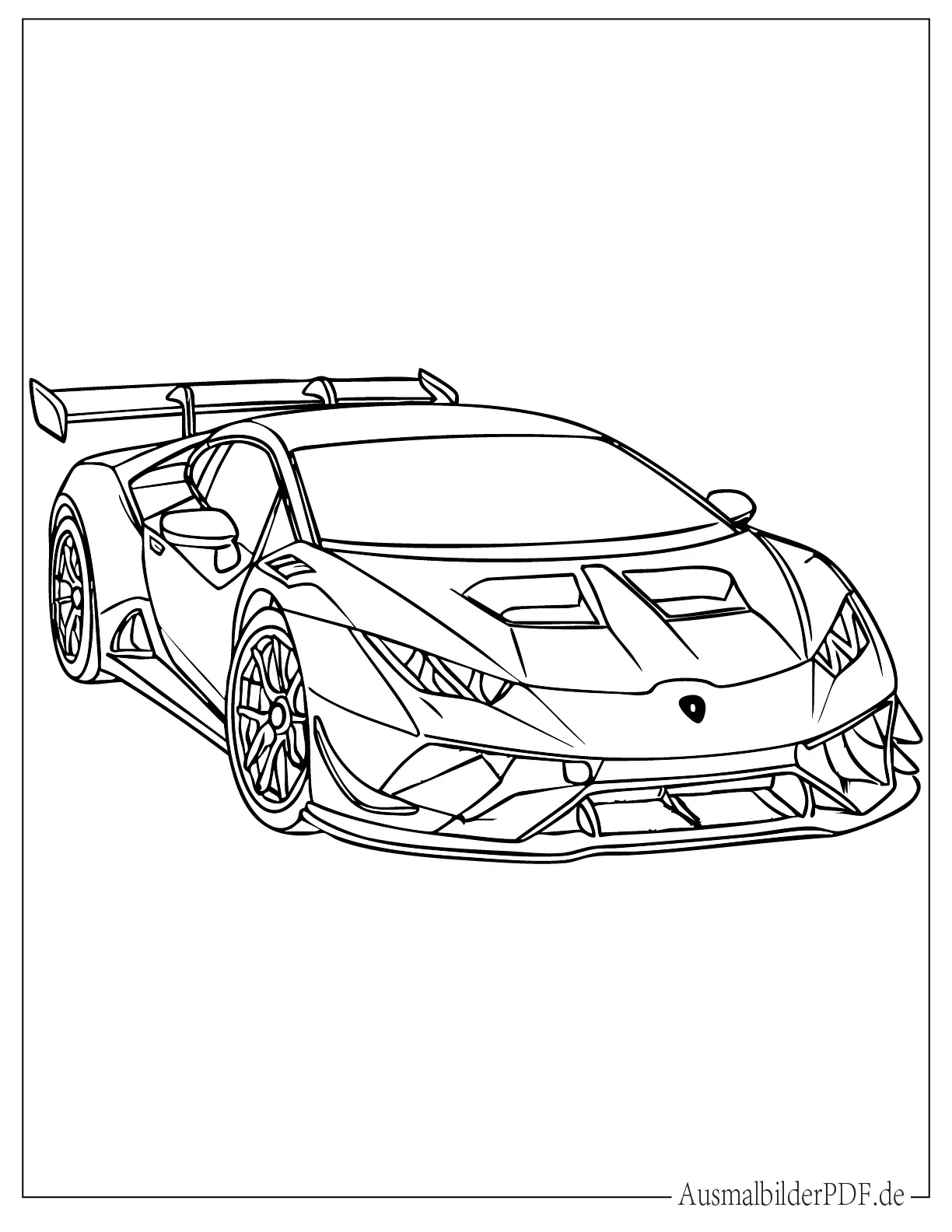 Realistisches Lamborghini Rennauto zum Ausmalen