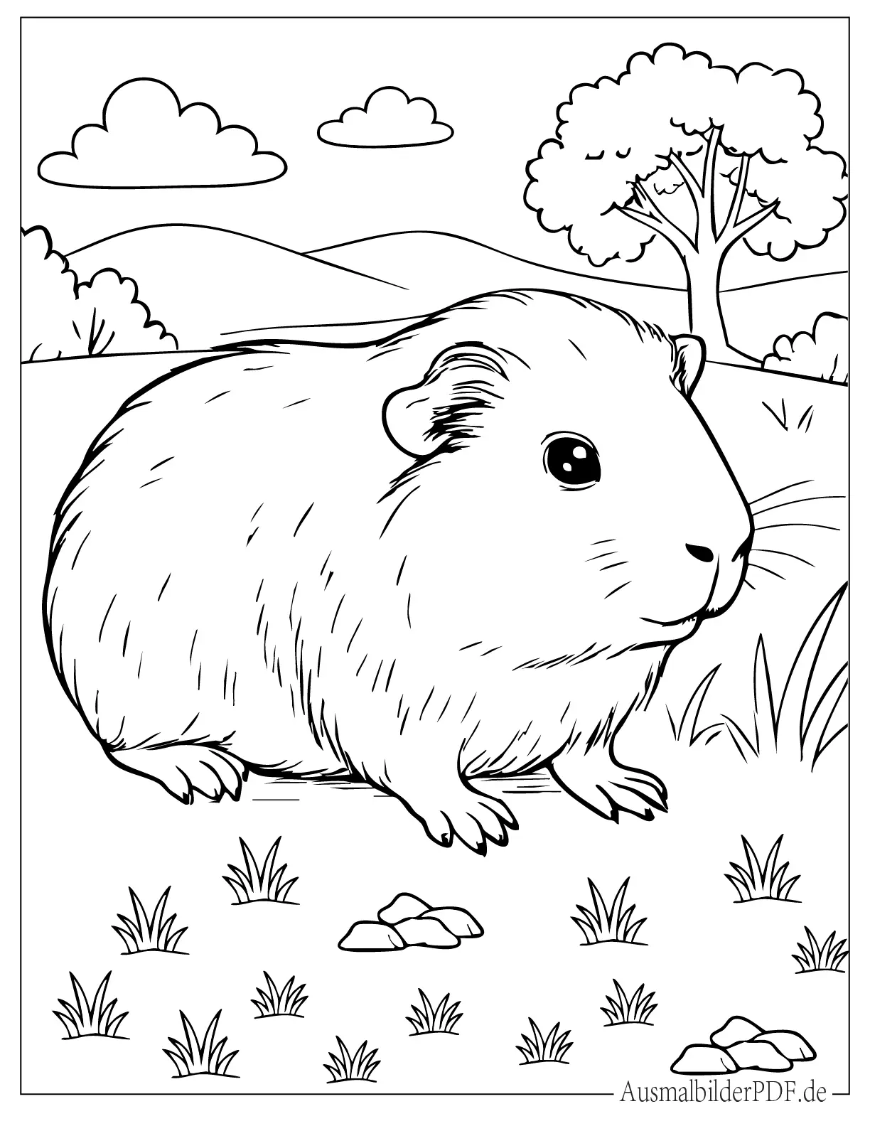 Realistisch Meerschweinchen in der Wildnis zum Ausmalen