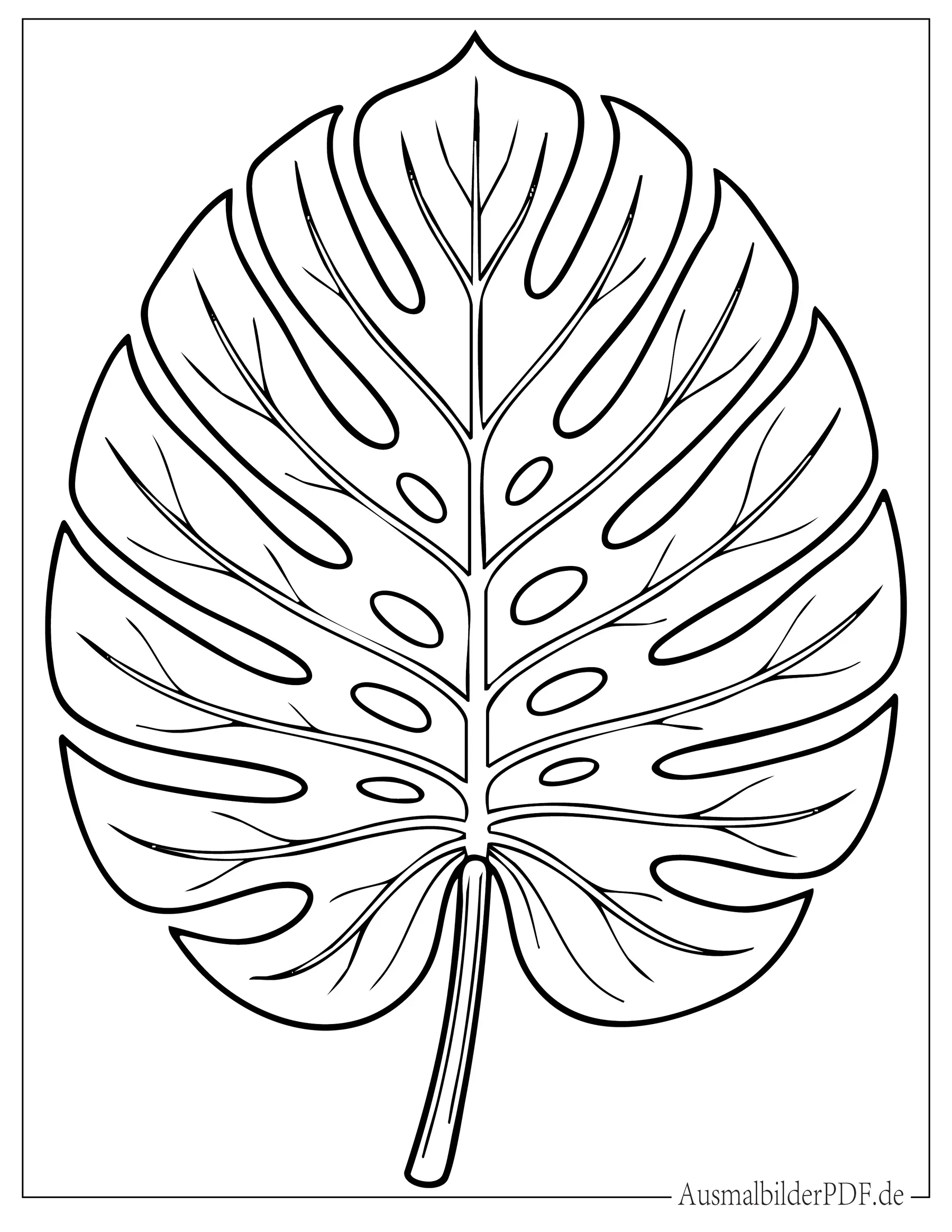 Realistisches Monstera tropisches Blatt Ausmalbild