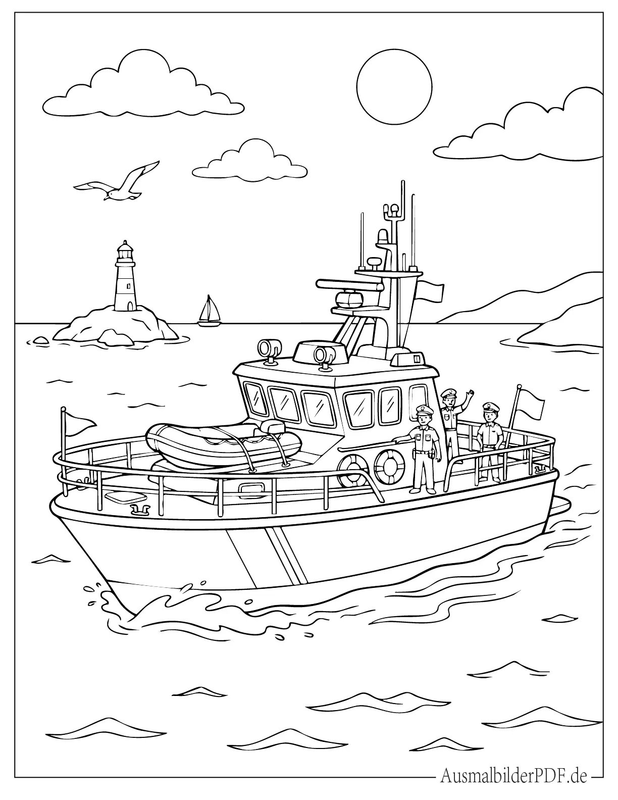 Realistisches Seepatrouillenboot Ausmalbild