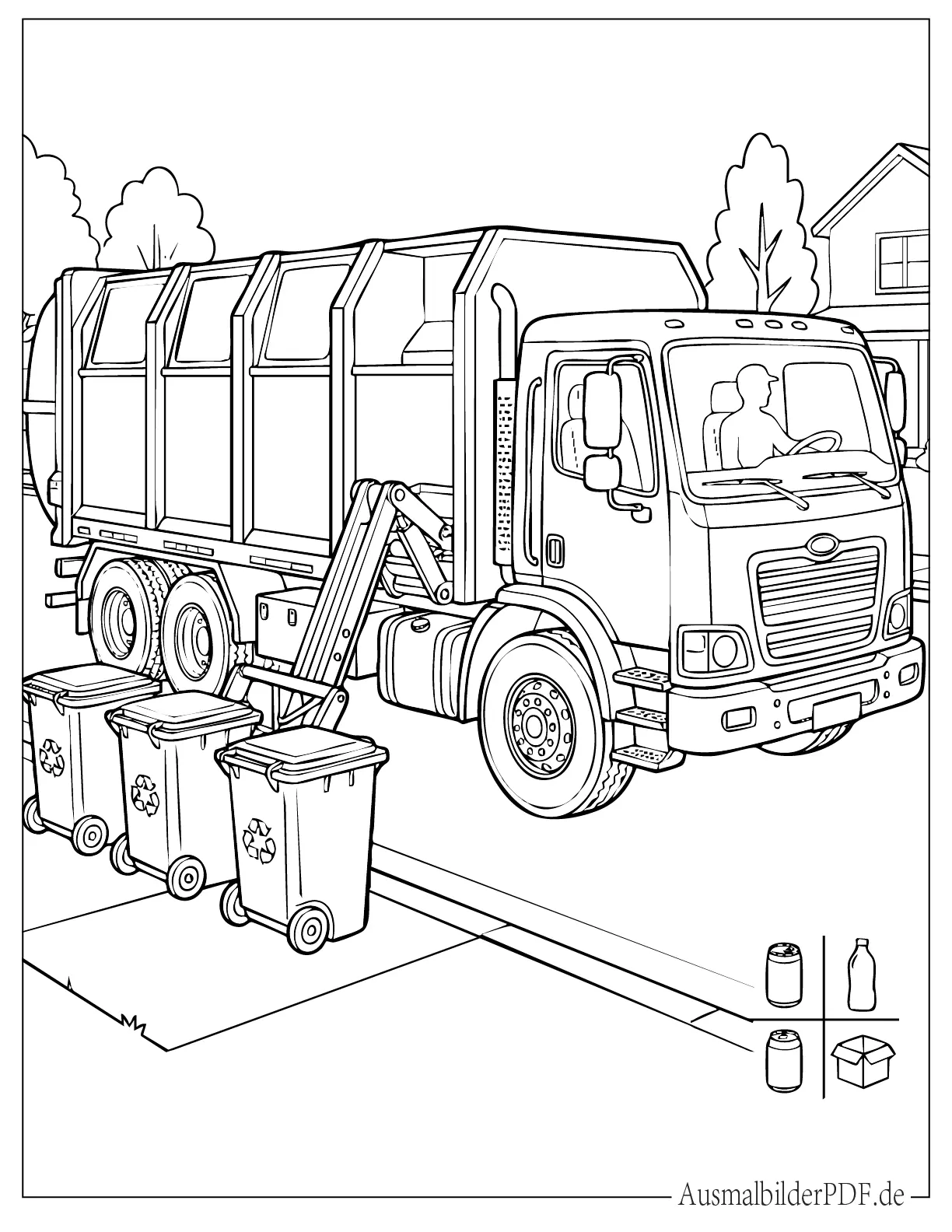 Recycling Müllwagen Malvorlage