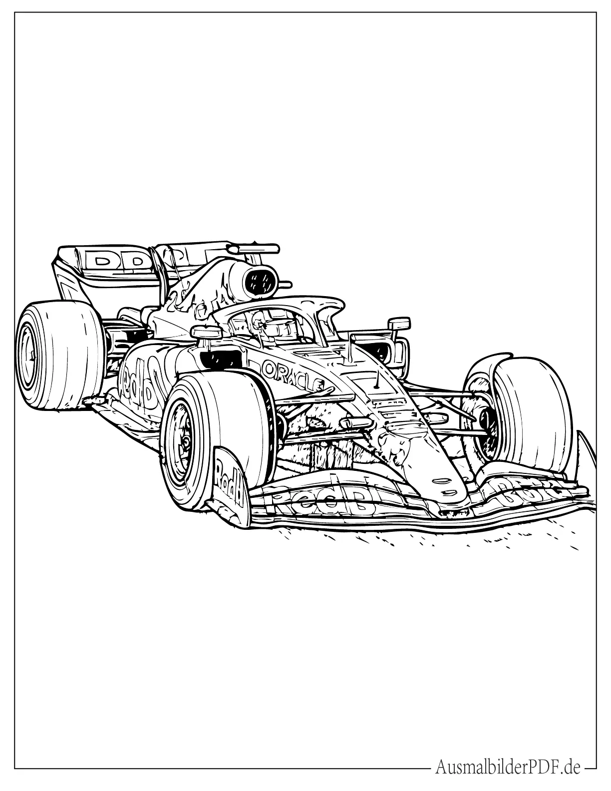 Red Bull Formel 1 Rennwagen Ausdruckbare Ausmalbild