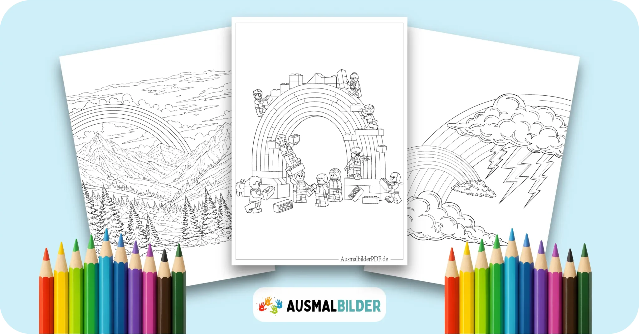 Regenbogen Ausmalbilder kostenlose Malvorlagen zum Ausdrucken für Kinder und Erwachsene