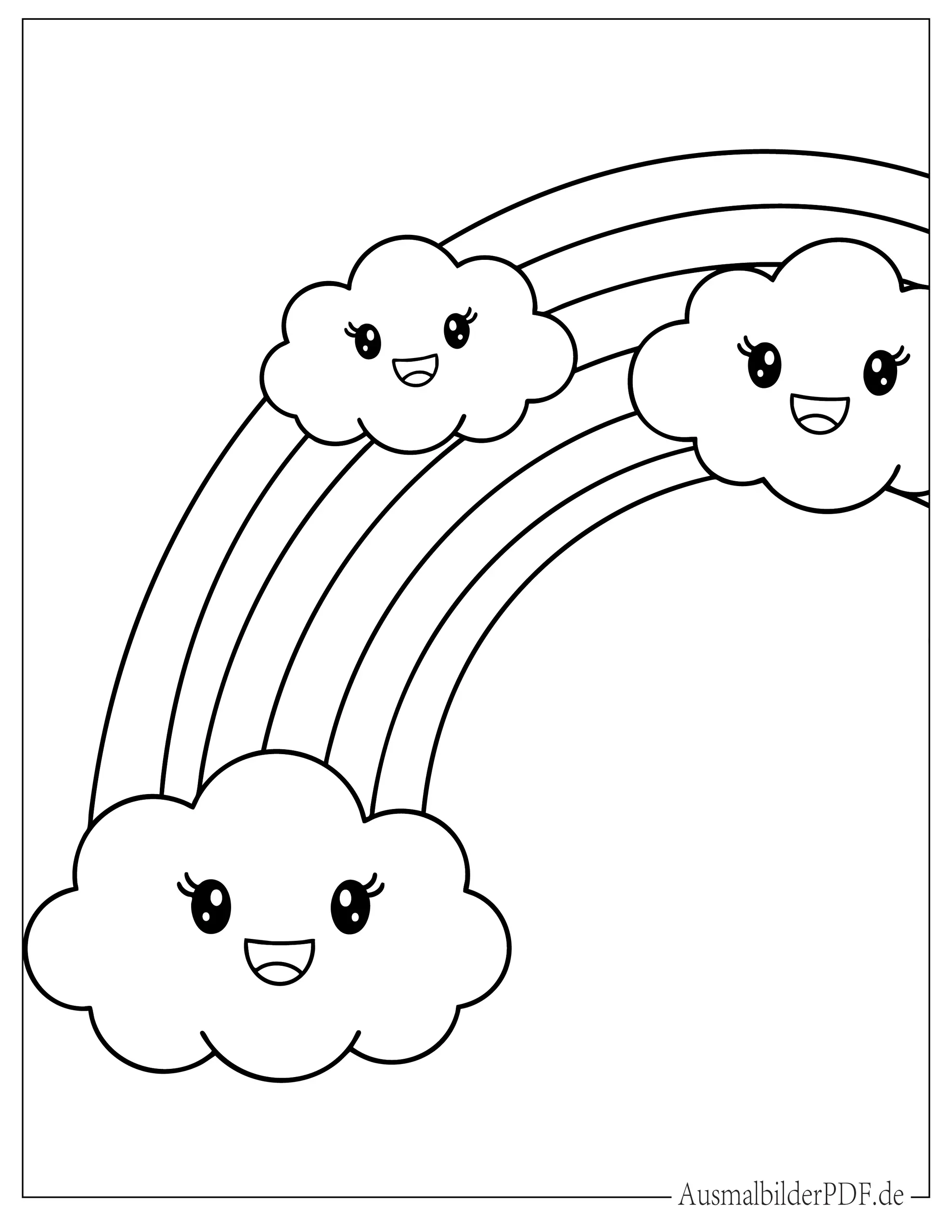 20 Regenbogen Ausmalbilder (Gratis Malvorlagen zum drucken) Regenbogen mit Gesichtern Malvorlage für Kinder