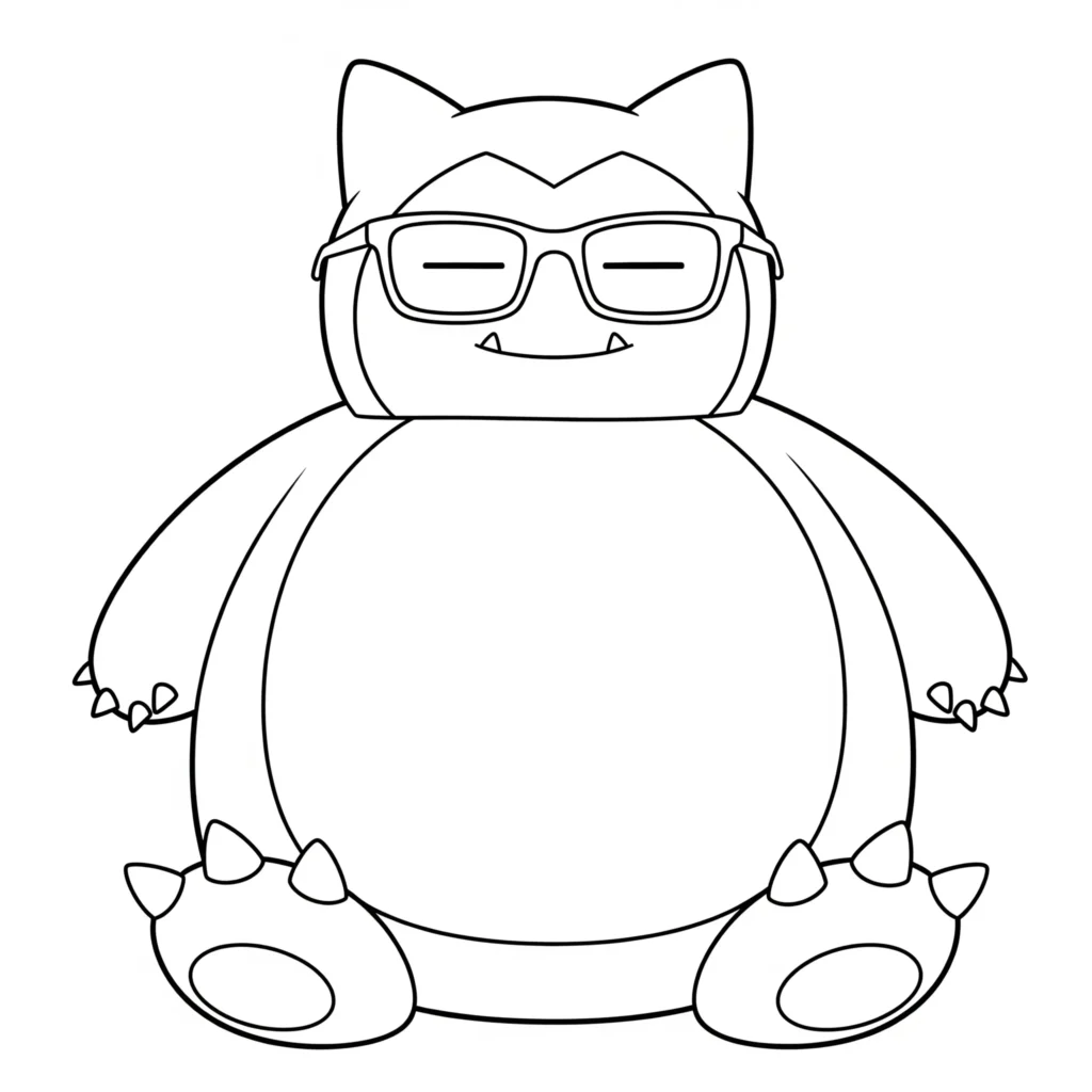 Relaxo Ausmalbilder (Gratis Pokémon Malvorlage zum drucken) Relaxo mit einer Brille als Ausmalbild zum Ausdrucken und Ausmalen für Kinder und Erwachsene