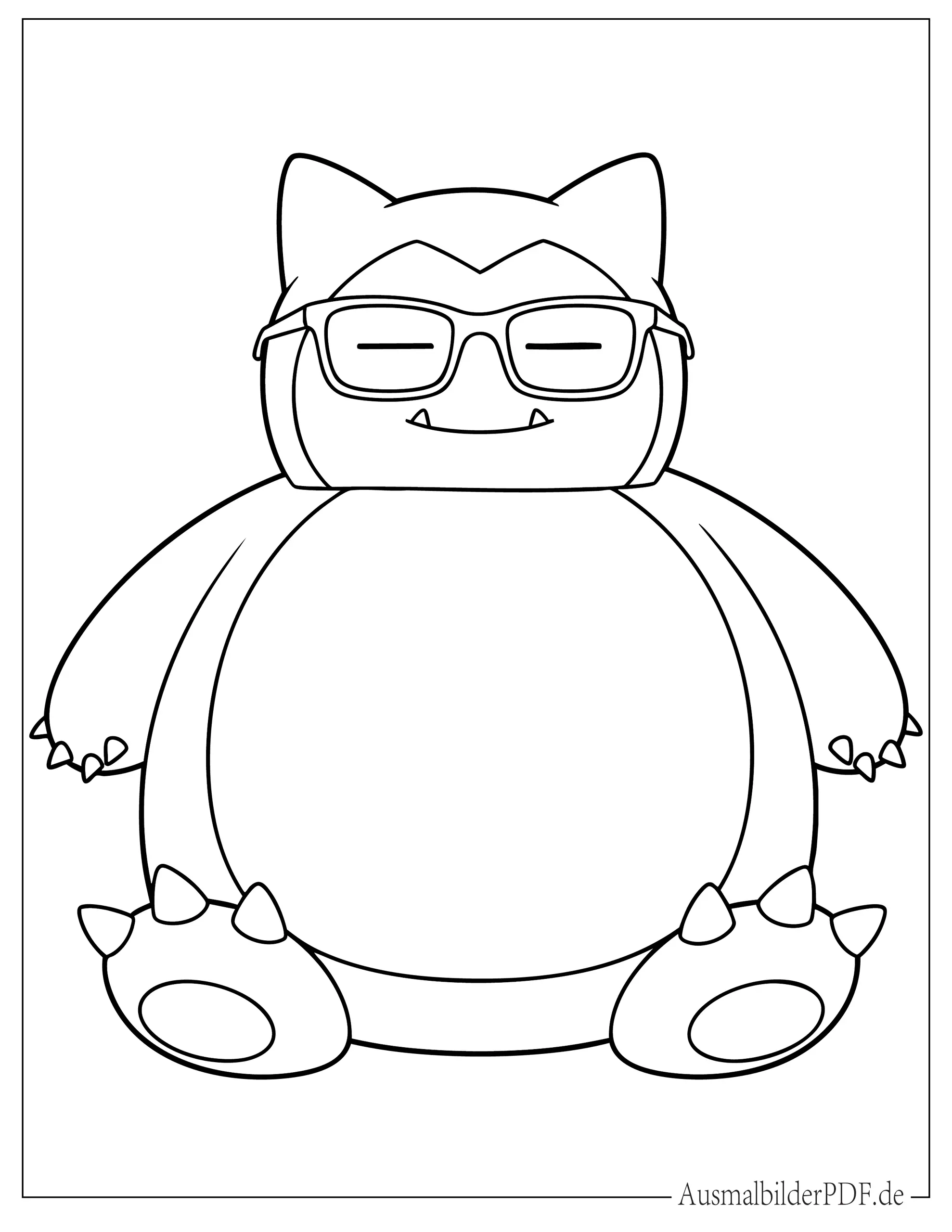 10+ Kostenlos Pokémon Relaxo Ausmalbilder zum Ausdrucken Einfaches Relaxo trägt Brille Ausdruckbare Ausmalbild