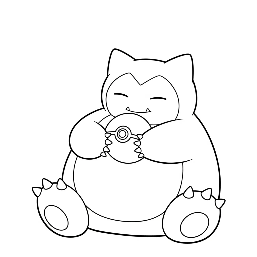 Relaxo Ausmalbilder (Gratis Pokémon Malvorlage zum drucken) Relaxo mit einem Pokéball Ausmalbild zum Ausdrucken und Ausmalen für Kinder und Erwachsene