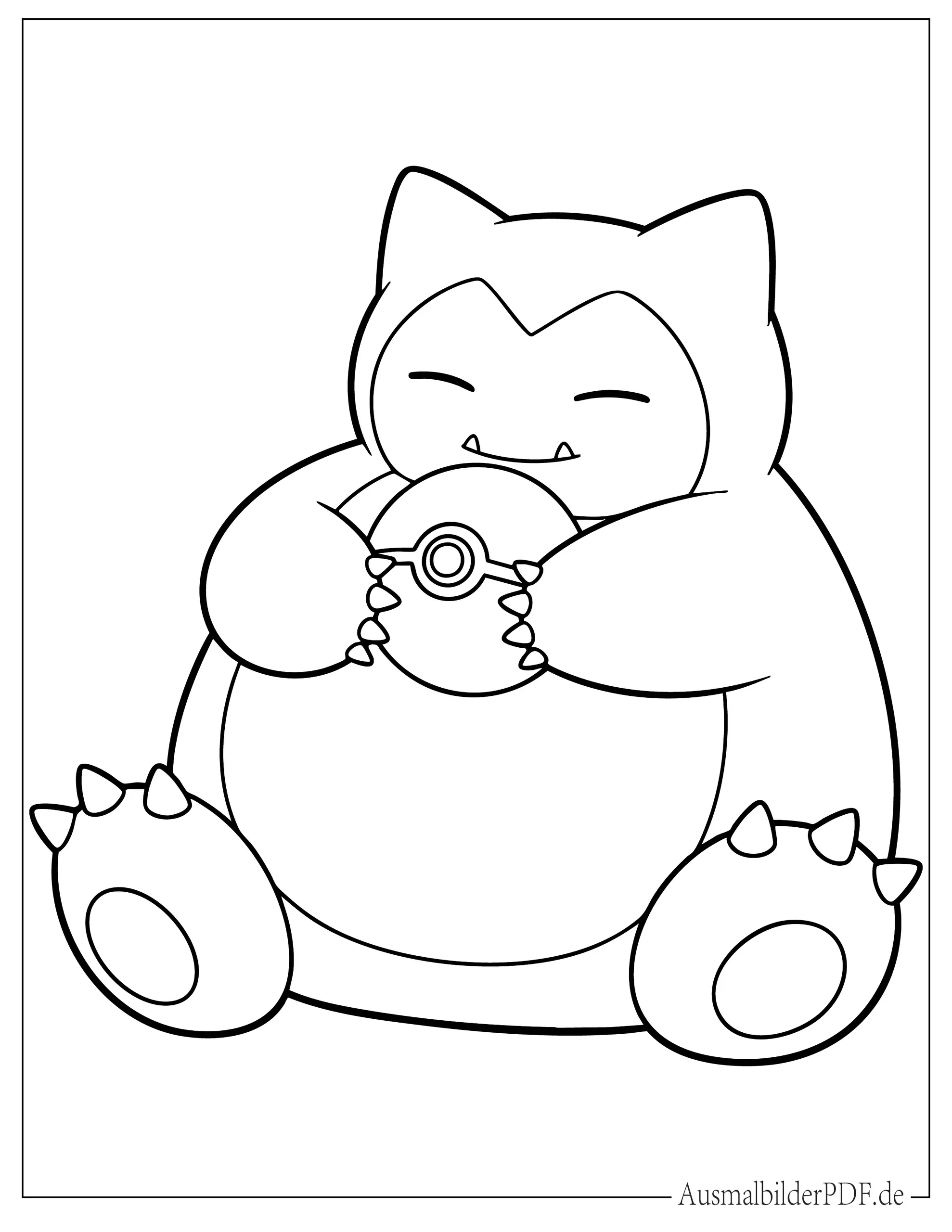 10+ Kostenlos Pokémon Relaxo Ausmalbilder zum Ausdrucken Süßes Relaxo spielt mit Pokéball Malvorlage für Kinder