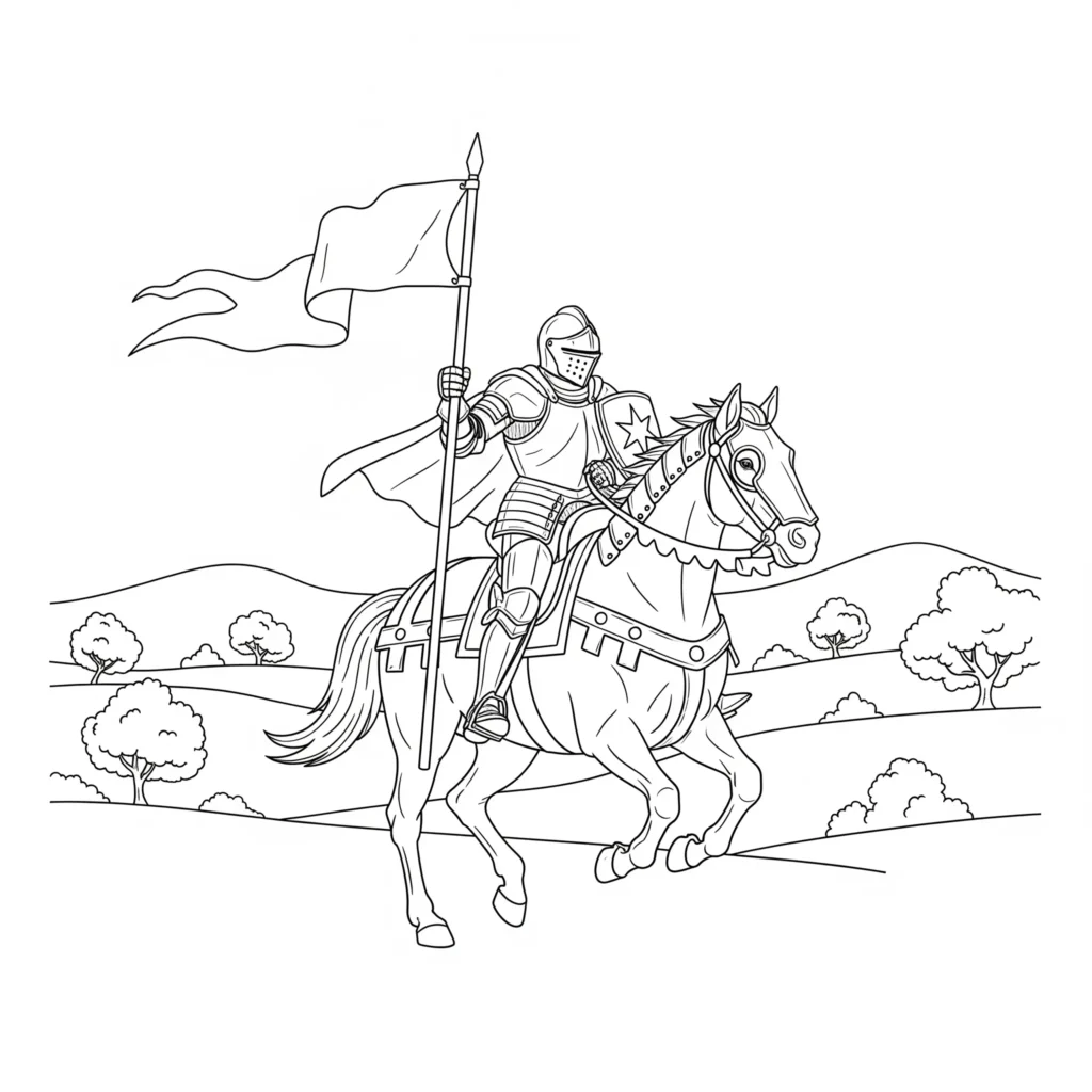 ritter ausmalbild auf pferd zum ausdrucken als pdf für kinder kostenlos