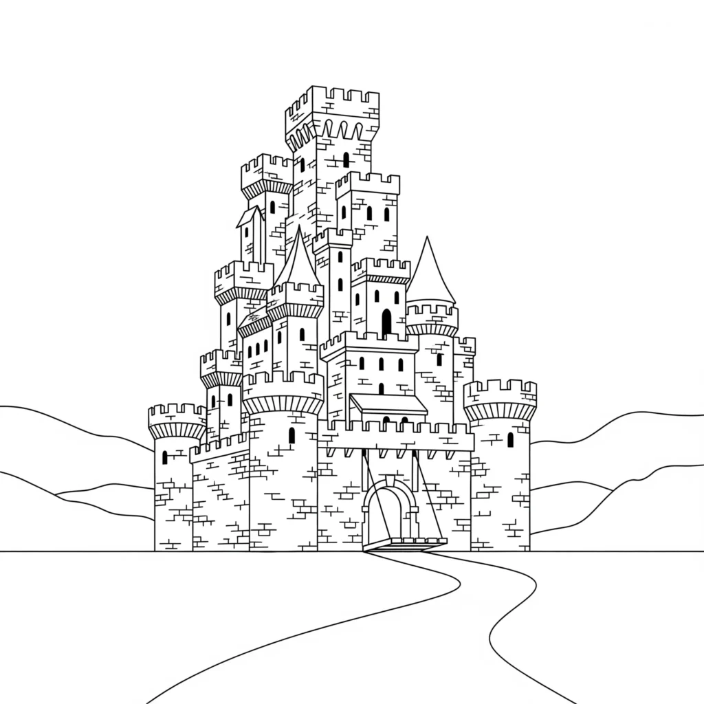 ritterburg ausmalbild zum ausdrucken kostenlos als pdf für kinder