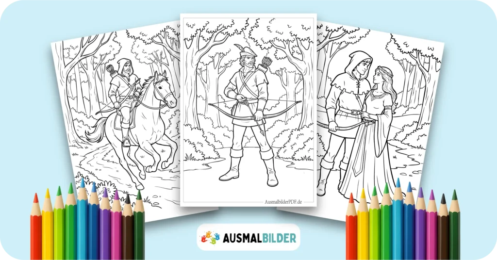 Robin Hood Ausmalbilder kostenlose Vorlagen zum Ausdrucken für Kinder jeden Alters