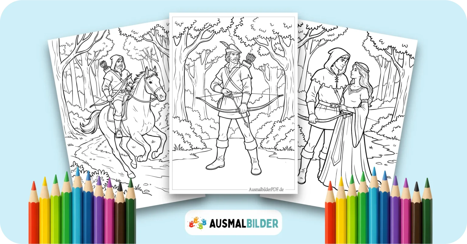 Robin Hood Ausmalbilder kostenlose Vorlagen zum Ausdrucken für Kinder jeden Alters