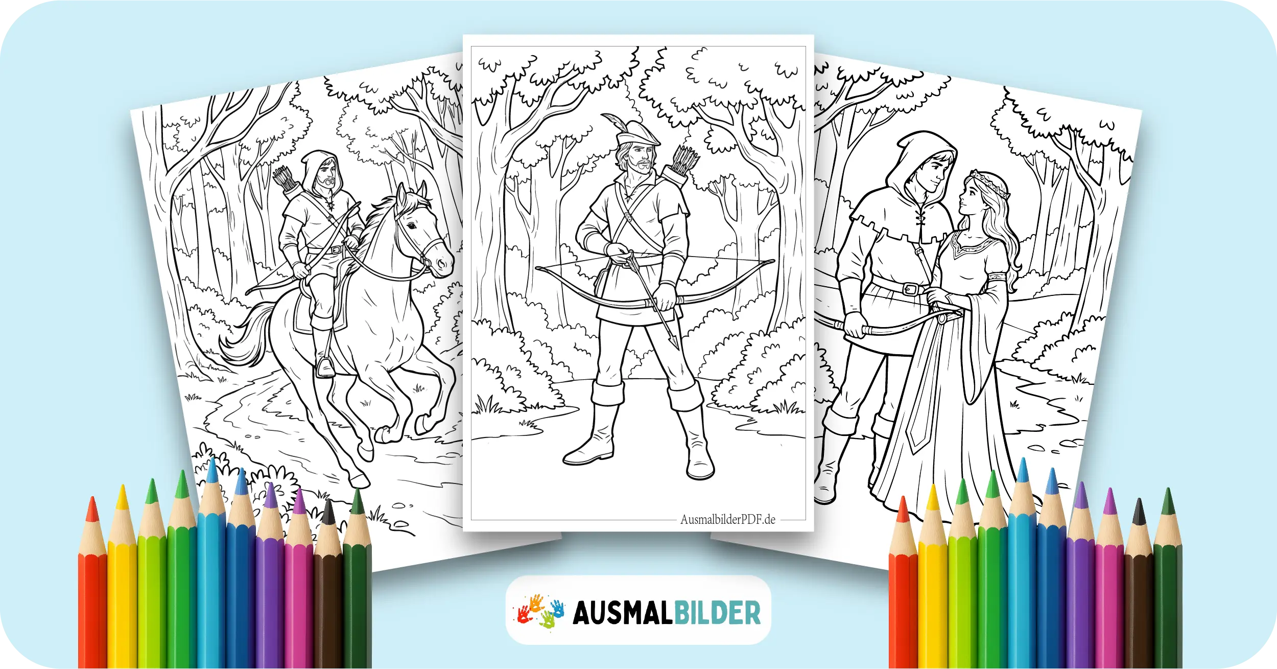 Robin Hood Ausmalbilder kostenlose Vorlagen zum Ausdrucken für Kinder jeden Alters