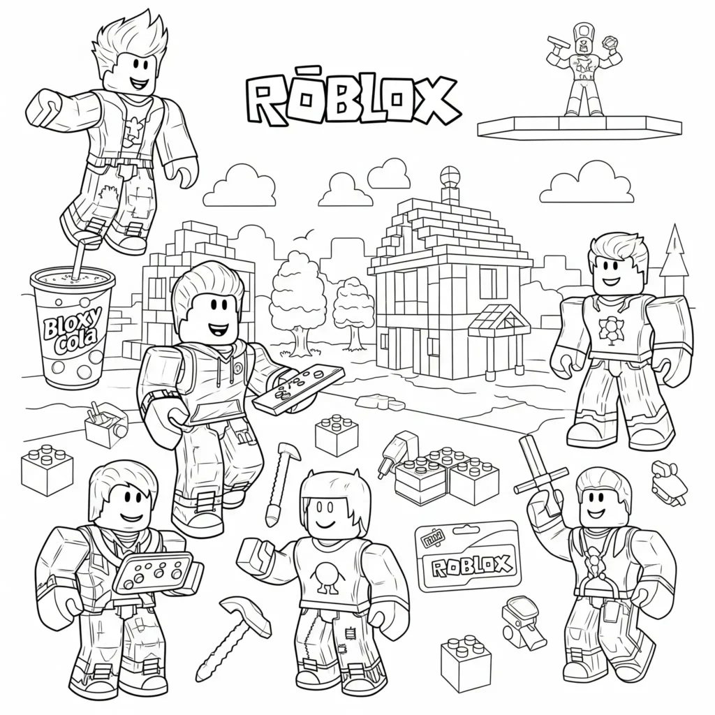 roblox ausmalbilder zum ausdrucken als sammlung im pdf format für kinder mit verschiedenen figuren und szenen