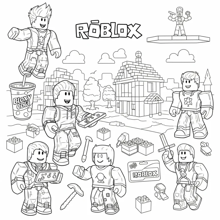 roblox ausmalbilder zum ausdrucken als sammlung im pdf format für kinder mit verschiedenen figuren und szenen