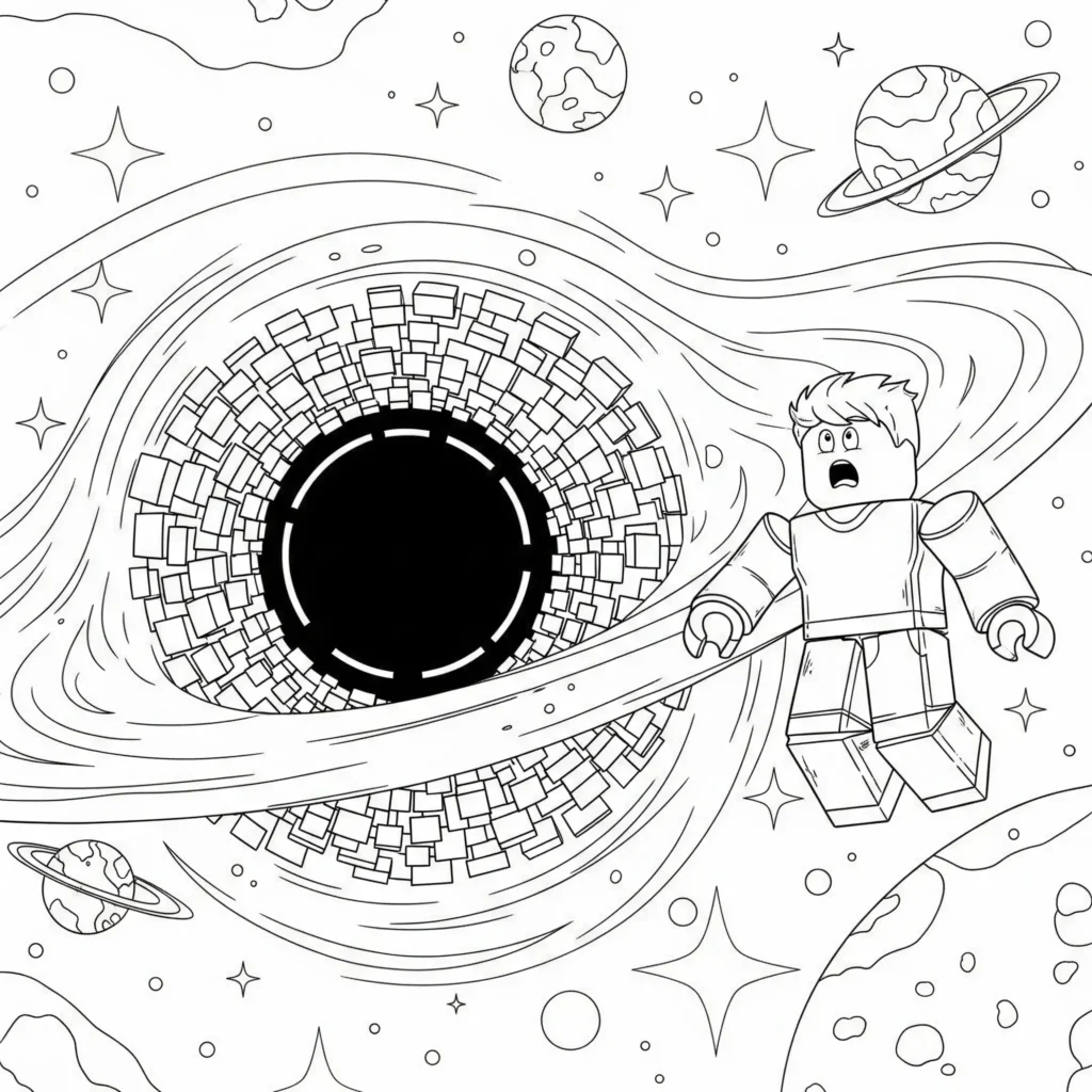roblox malvorlage mit black hole motiv als ausmalbild zum ausdrucken im pdf für kinder und roblox fans