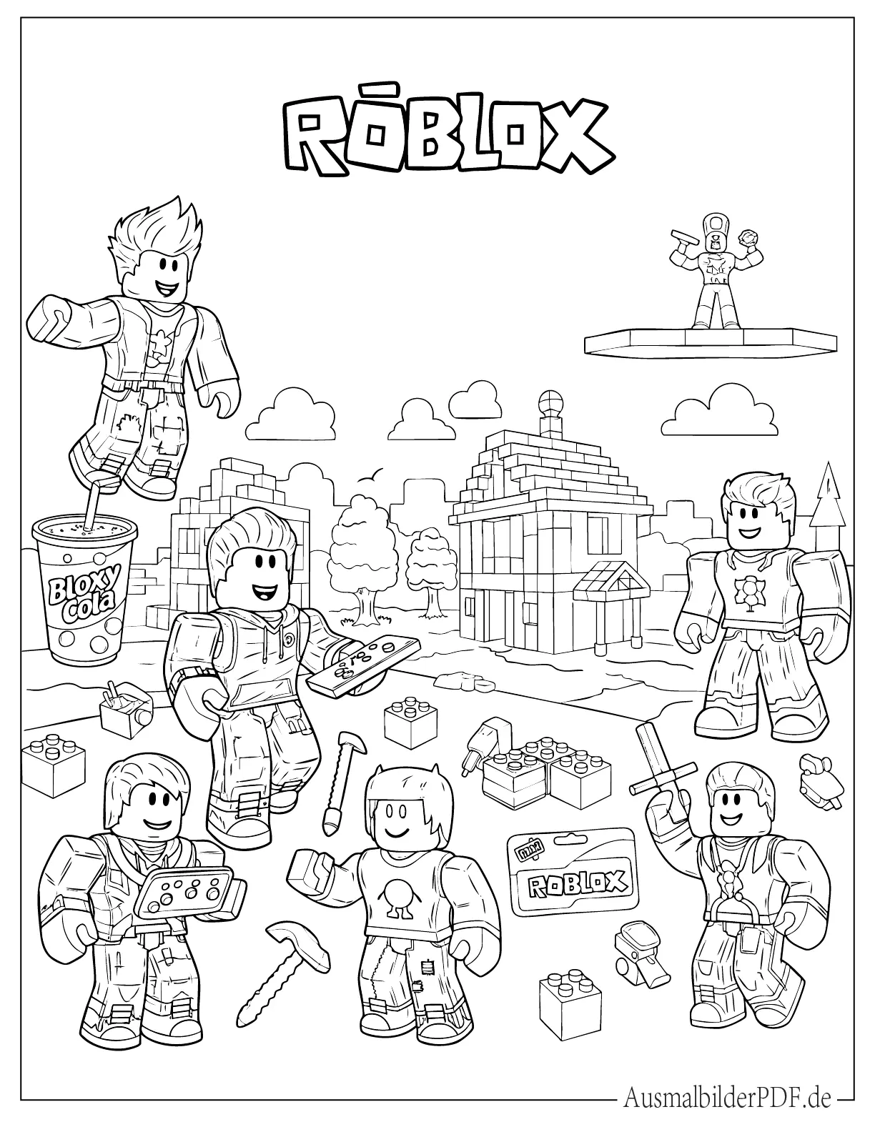 Roblox Charaktere mit Logo Ausmalbild
