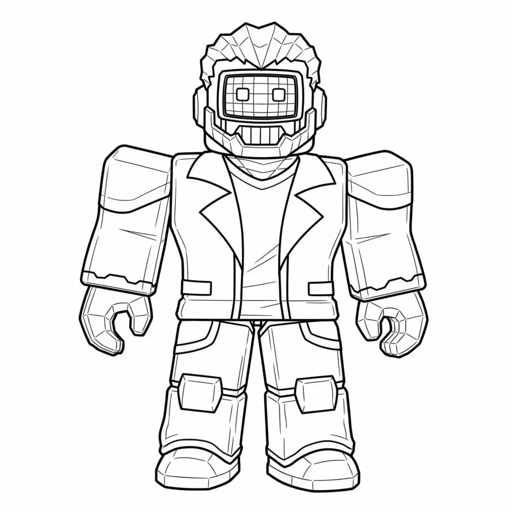 roblox malvorlage mit herr roboter zum ausdrucken als pdf datei für kinder die roboterfiguren und technikspiele lieben und kreativ sind