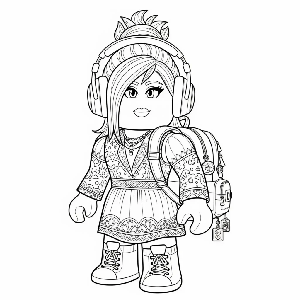 roblox malvorlage mit mädchen avatar als pdf zum ausdrucken geeignet für kinder die gerne kreative und individuelle figuren ausmalen