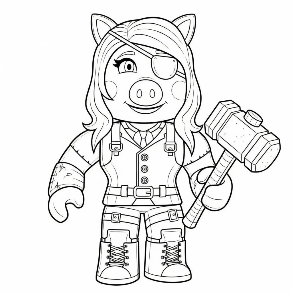 roblox malvorlage mit piggy als pdf zum ausdrucken für kinder die spannende und kreative figuren aus roblox mögen und gerne ausmalen