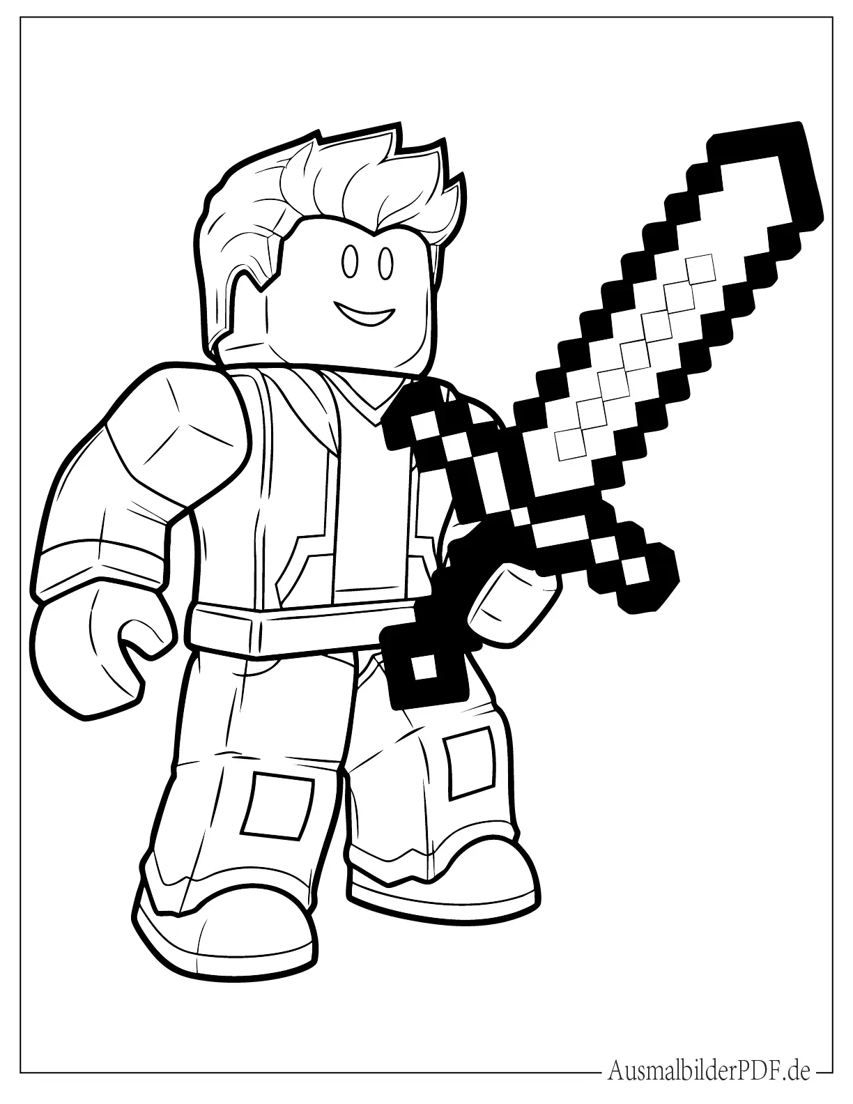 Roblox Typ mit Minecraft Schwert Ausmalbild