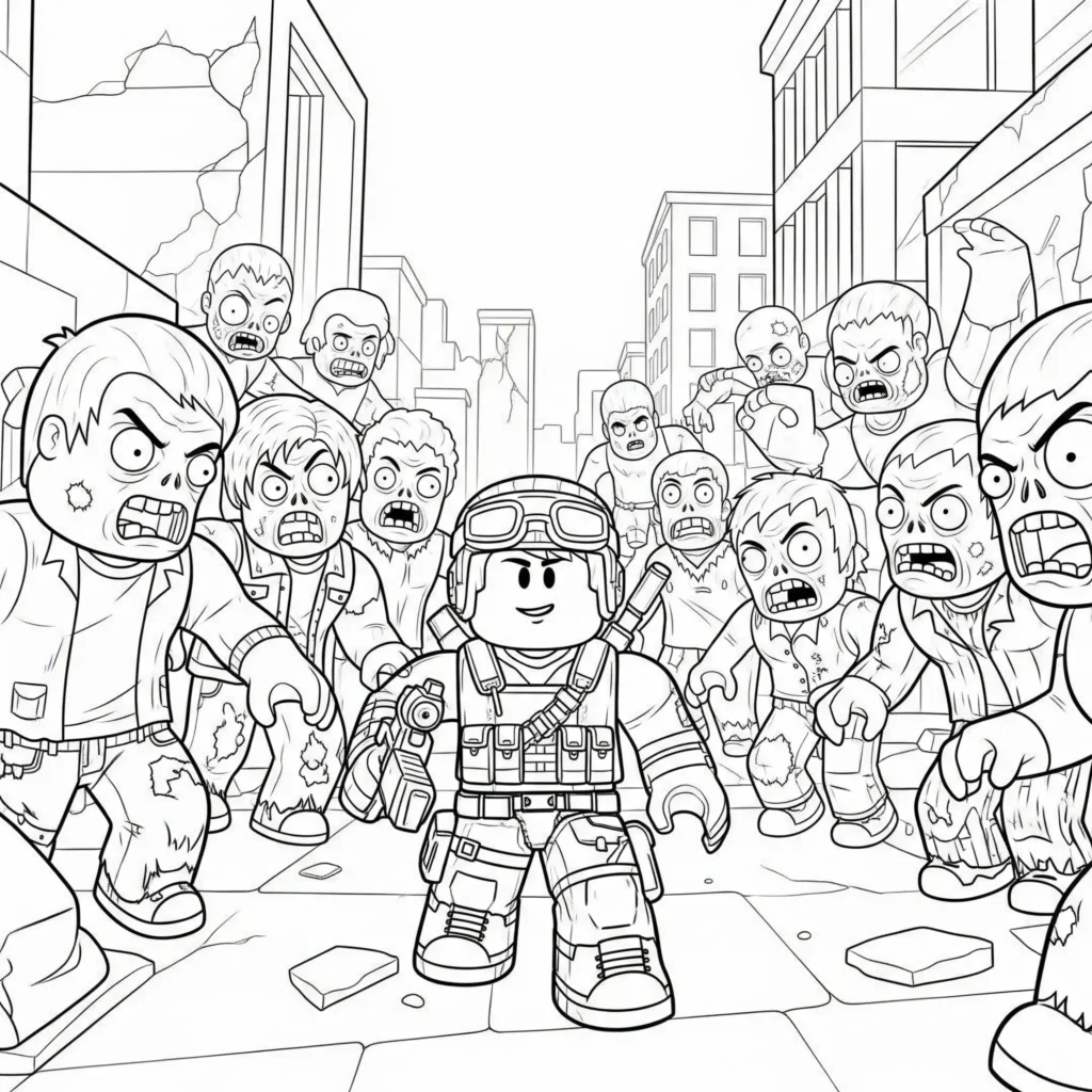 roblox malvorlage zum thema zombie überlebensmodus als pdf zum ausdrucken für kinder die spannende abenteuer und gruselige szenen lieben