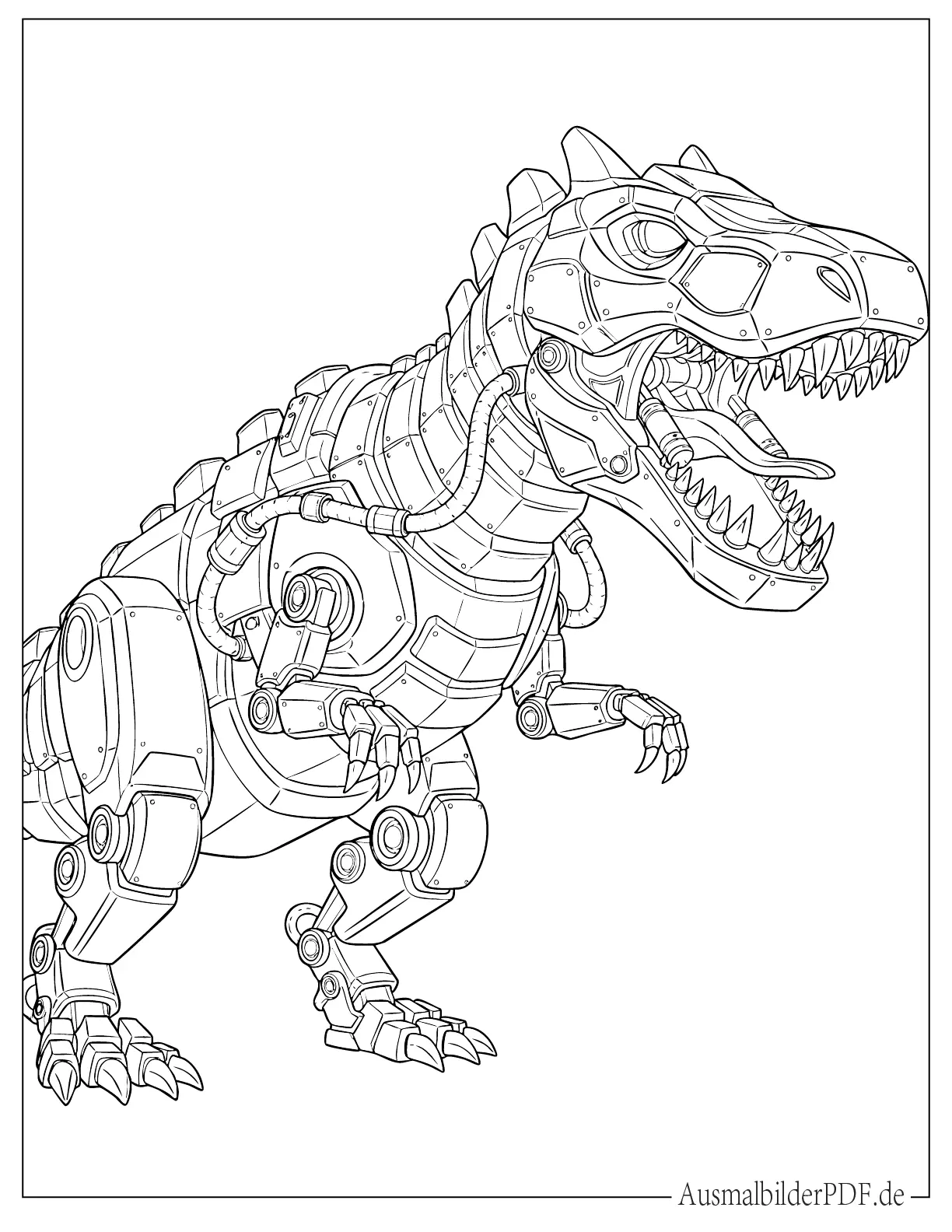 Roboter Allosaurus mit hydraulischem Kiefer druckbares Malbild