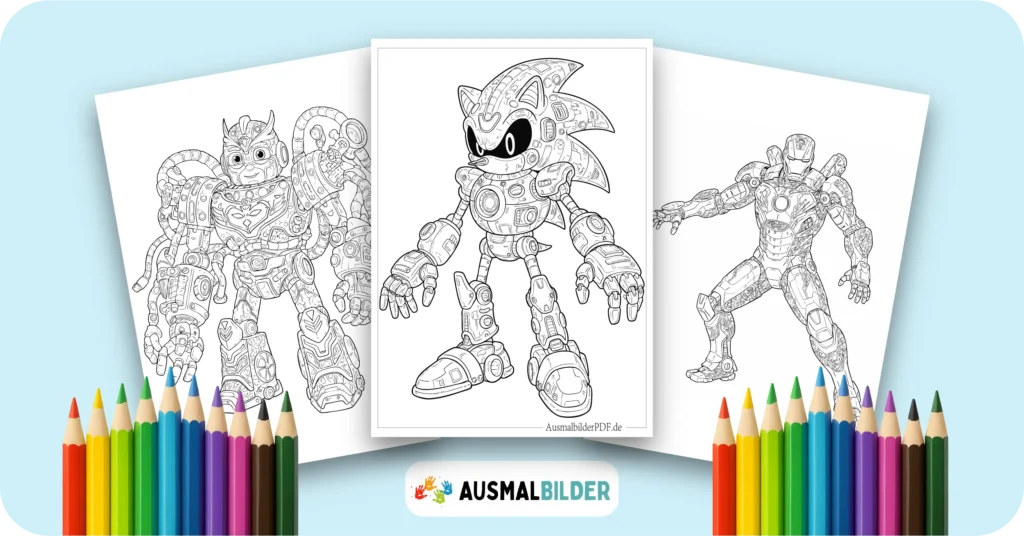 Roboter Ausmalbilder kostenlose Malvorlagen zum Ausdrucken für Kinder und Erwachsene