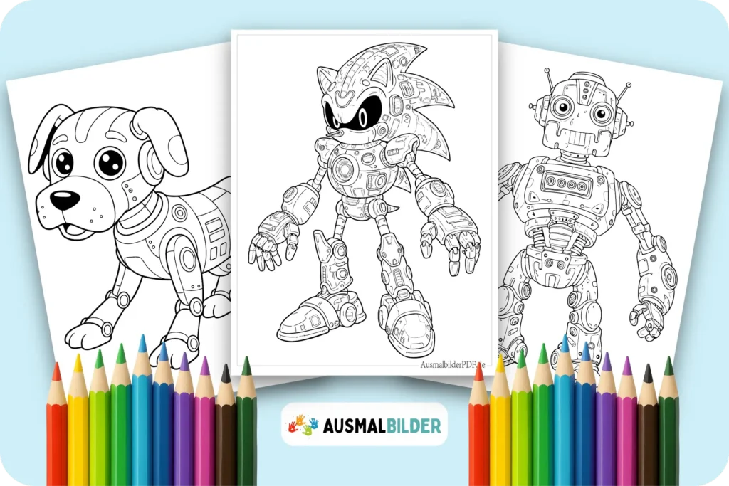 Roboter Ausmalbilder Gratis zum Ausdrucken für Kinder und Erwachsene