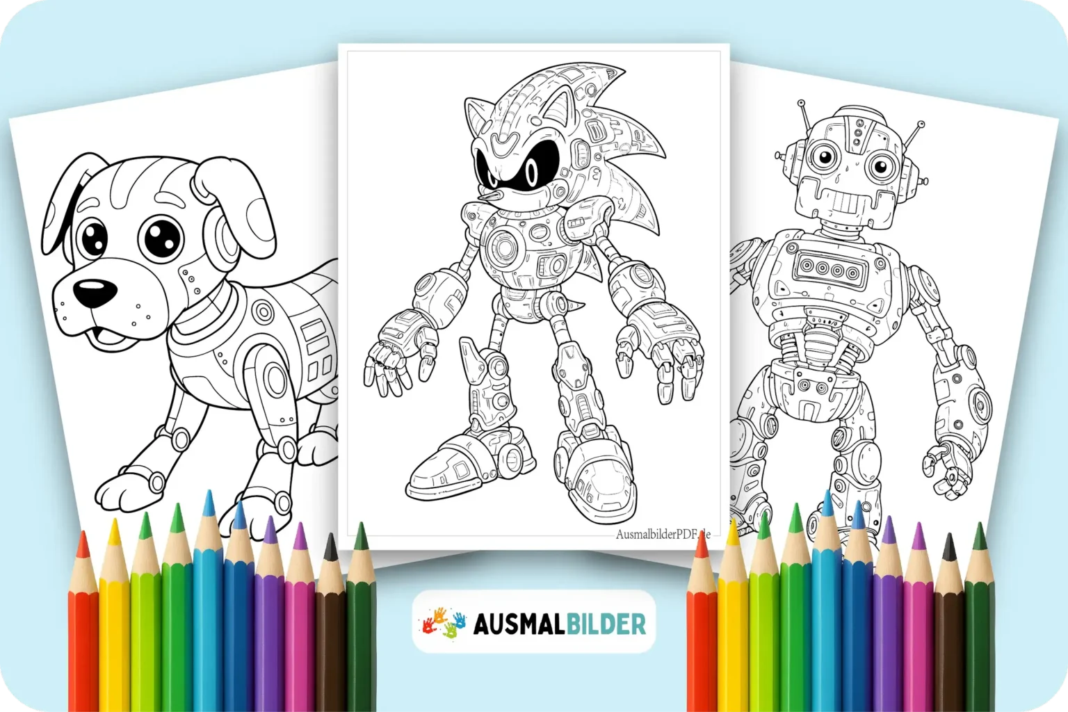 Roboter Ausmalbilder Gratis zum Ausdrucken für Kinder und Erwachsene