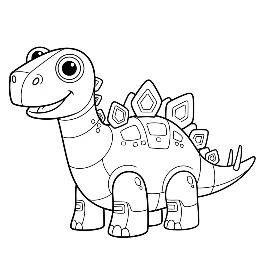 Roboter Stegosaurus Ausmalbild zum ausdrucken mit einem futuristischen roboter dinosaurier für kinder