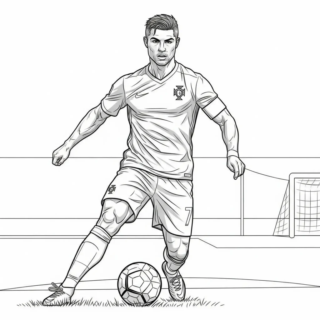 Ronaldo Ausmalbilder zum Ausdrucken und Ausmalen, geeignet für Kinder und Erwachsene,