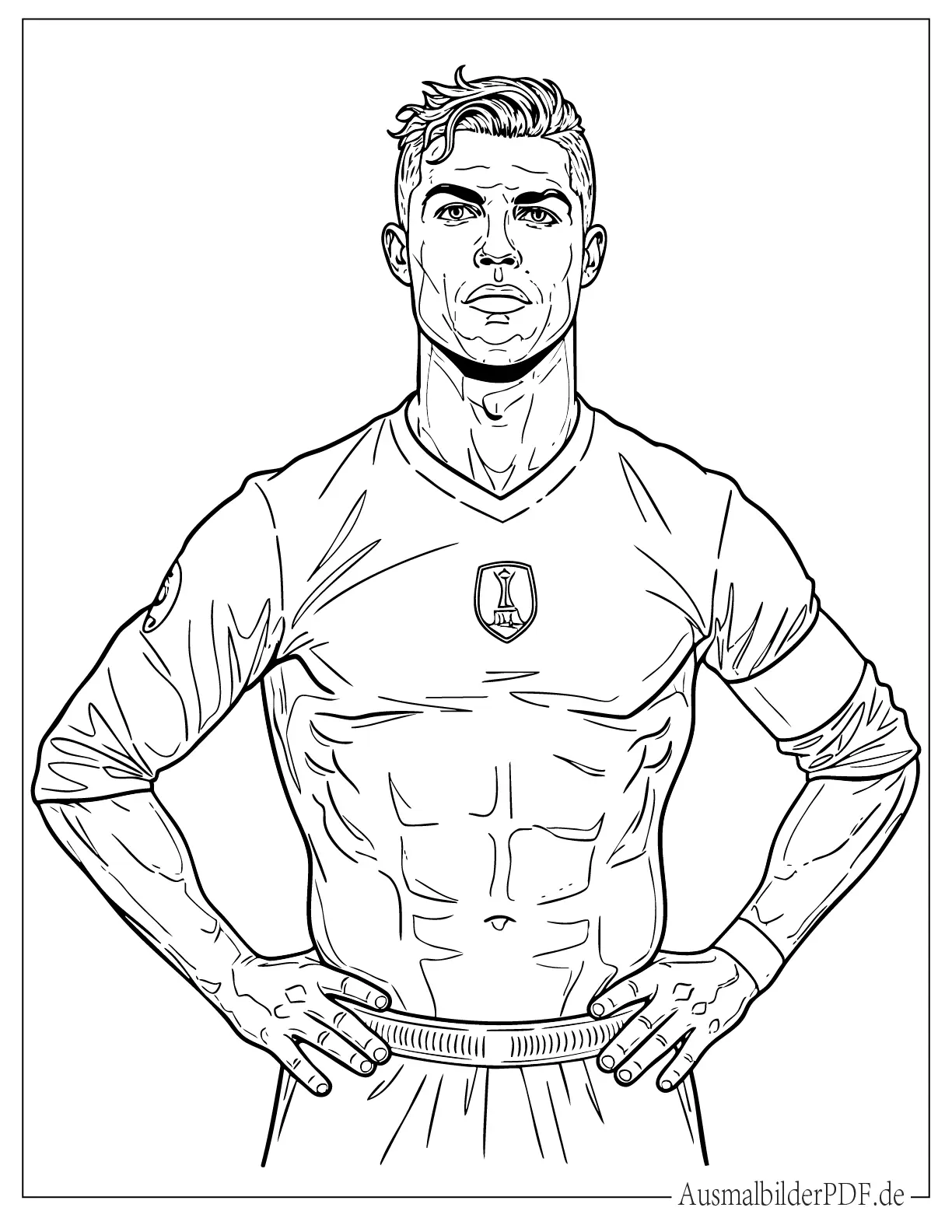 Cristiano Ronaldo steht in einer selbstbewussten Ausmalbild
