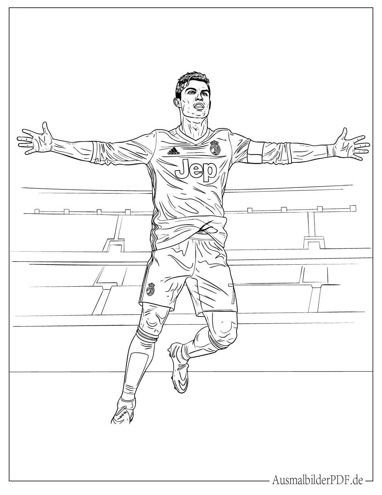 Ronaldo macht die Siuu Pose Ausmalbild