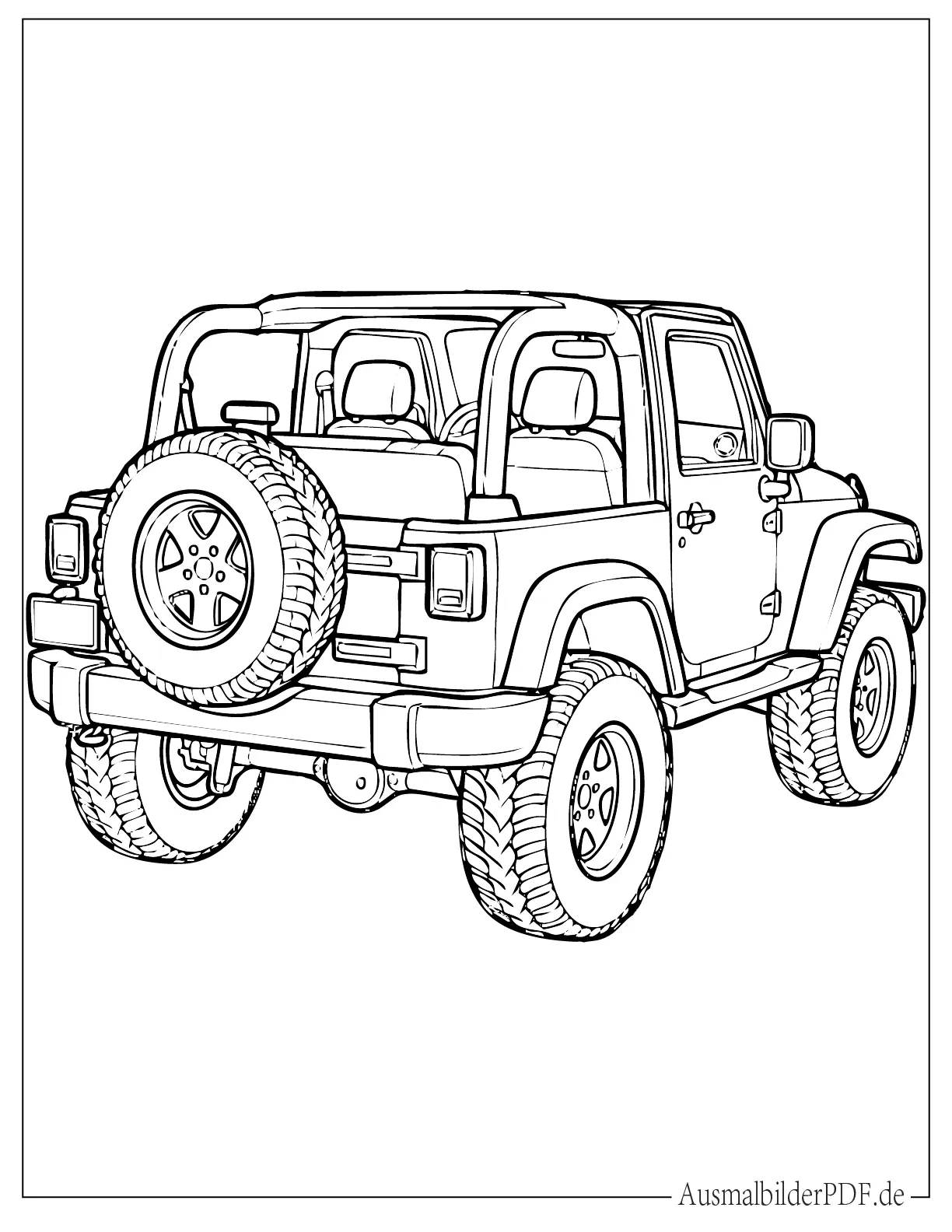 Rückansicht Jeep Wrangler Ausdruckbare Malvorlage