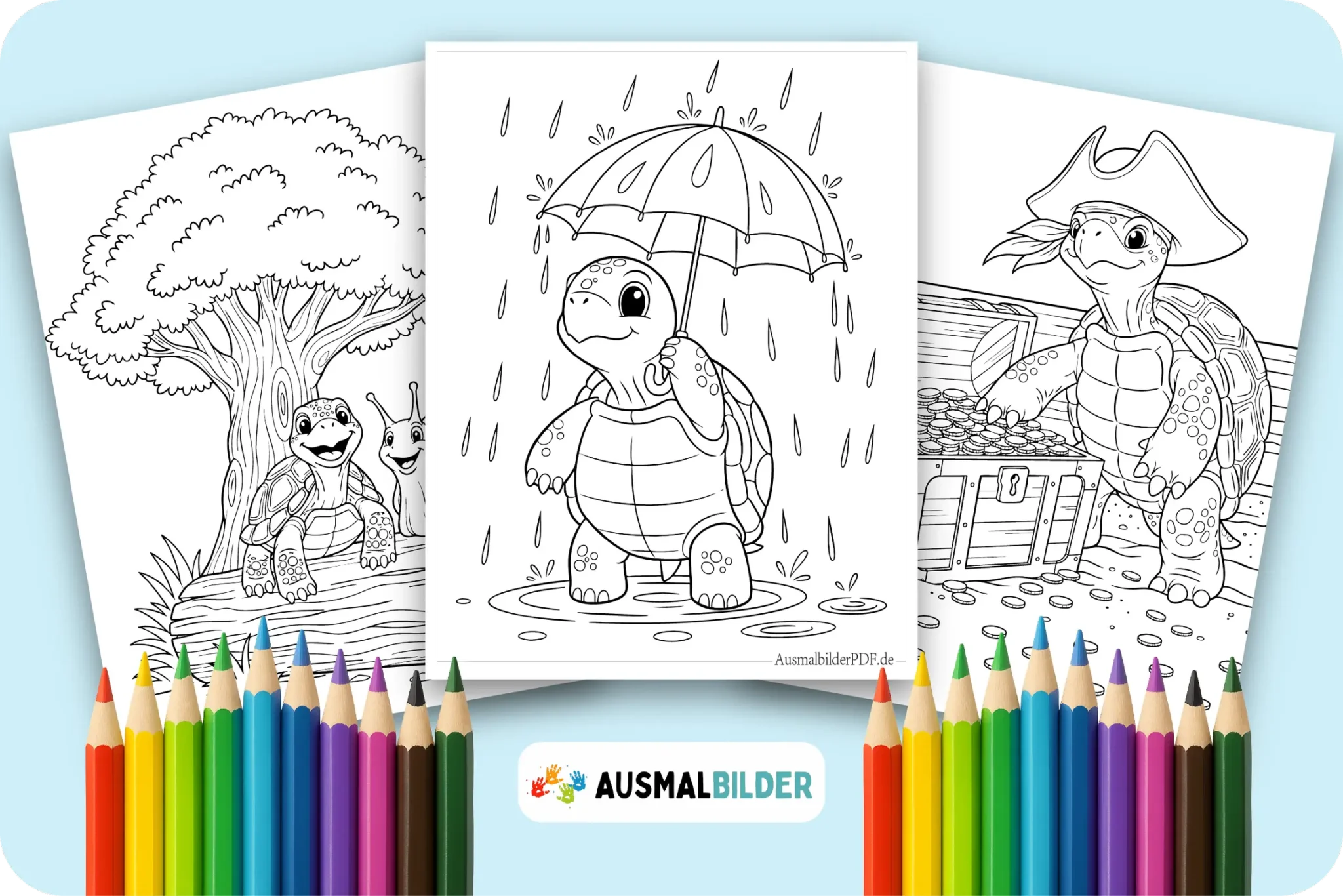Kostenlos Schildkröte Ausmalbilder zum Ausdrucken für Kinder und Erwachsene