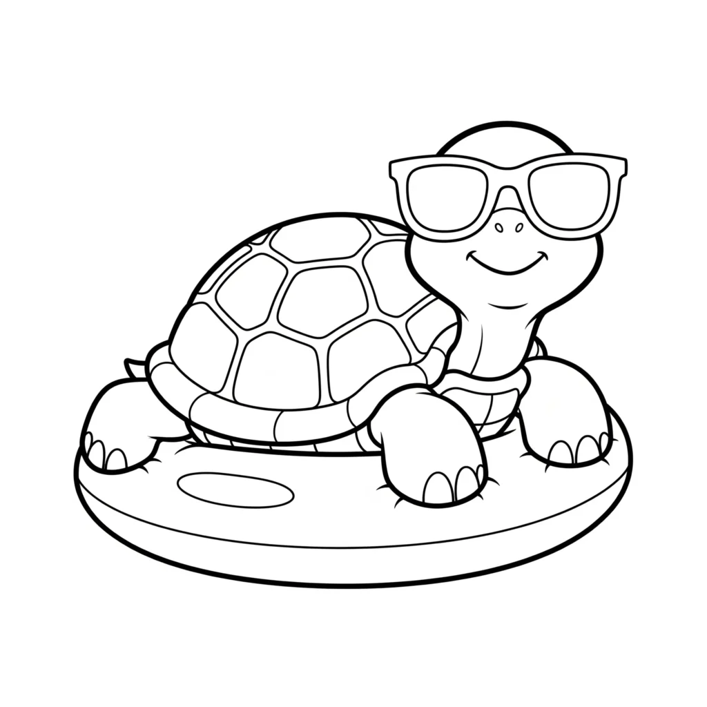 10+ Schildkröte Ausmalbilder (Gratis Malvorlage zum drucken) Eine fröhliche Cartoon-Schildkröte mit großen Augen und freundlichem Lächeln, ideal zum Ausmalen und Drucken für Kinder zu Hause.