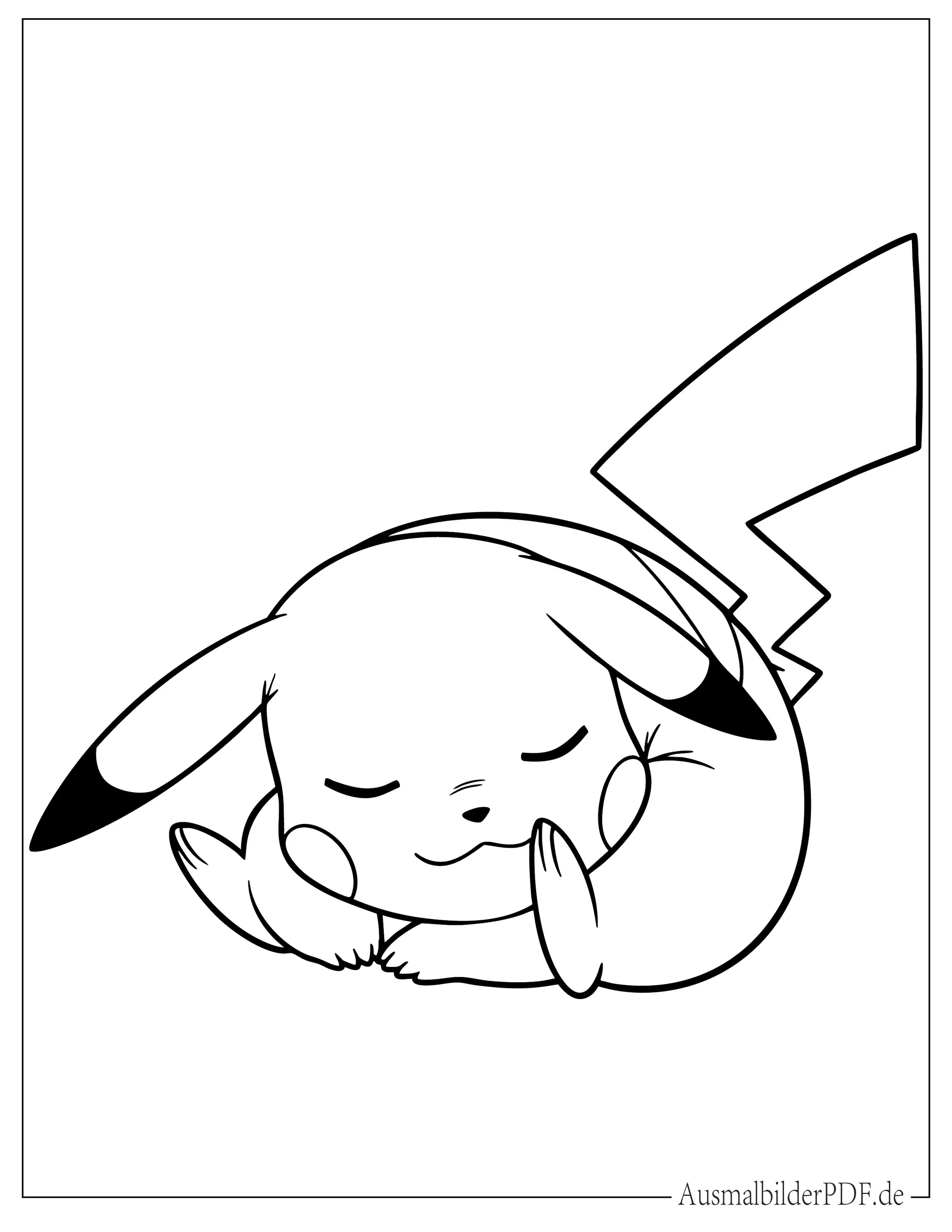 Niedliches schlafendes Pikachu Ausdruckbare Ausmalbild