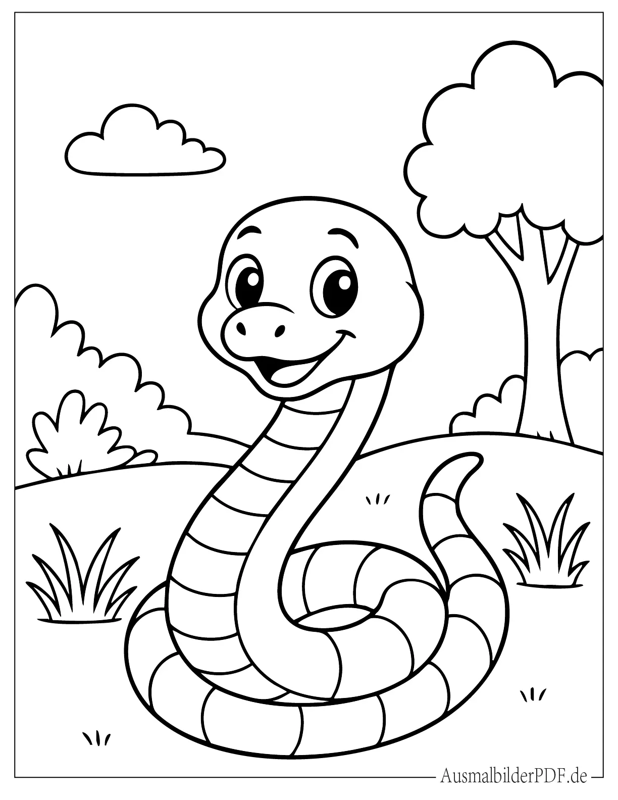 20 Schlange Ausmalbilder (Kostenlose PDF zum Ausdrucken) Einfache kleine Schlange Ausmalbild für Vorschulkinder