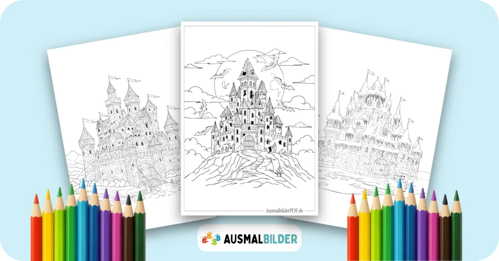 Schloss Ausmalbilder kostenlose Malvorlagen zum Ausdrucken für Kinder und Erwachsene