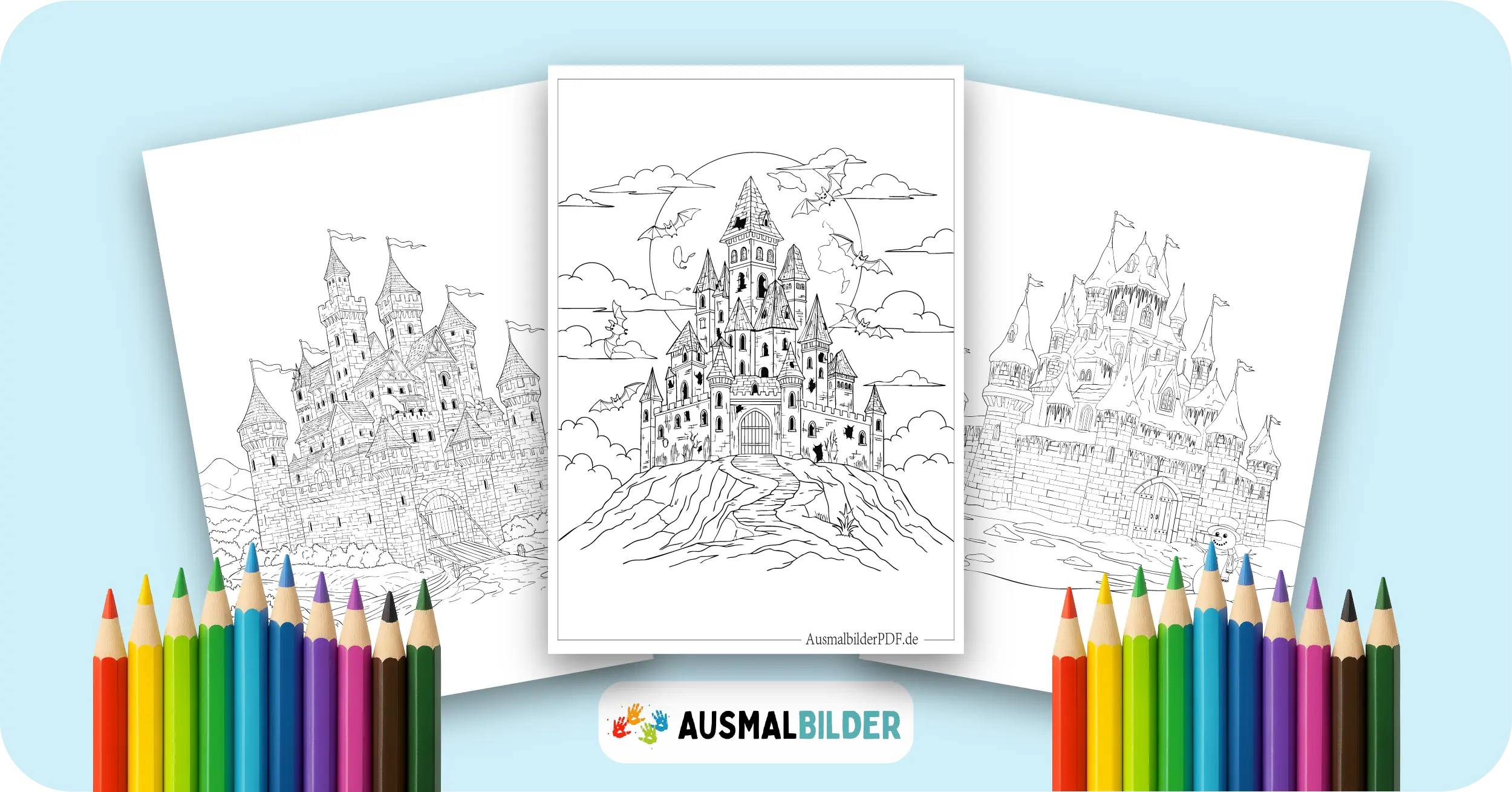 Schloss Ausmalbilder kostenlose Malvorlagen zum Ausdrucken für Kinder und Erwachsene