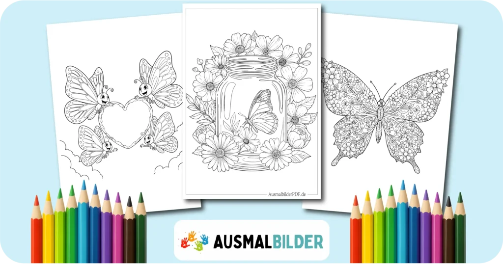 Schmetterling Ausmalbilder kostenlose Malvorlagen zum Ausdrucken für Kinder und Erwachsene
