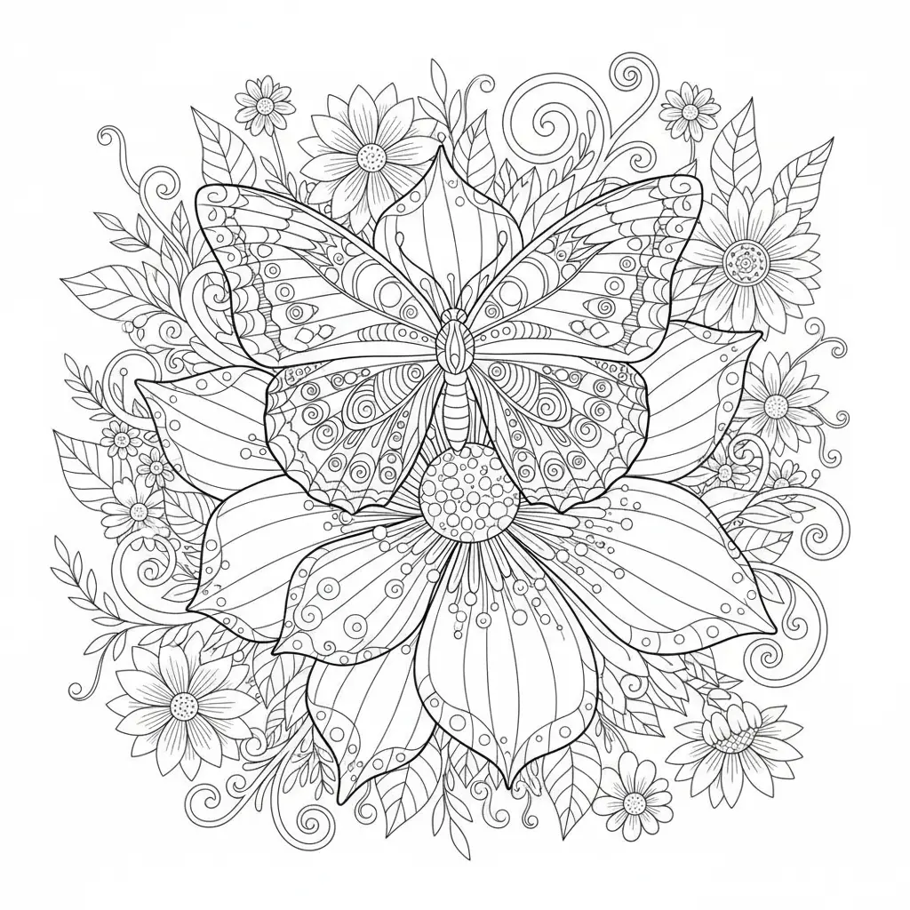 30+ Schmetterling Ausmalbilder (Gratis Malvorlage zum drucken) Ein wunderschöner Schmetterling sitzt auf einer riesigen Blume und breitet seine Flügel in der Sonne aus. Ideal zum farbenfrohen Ausmalen.