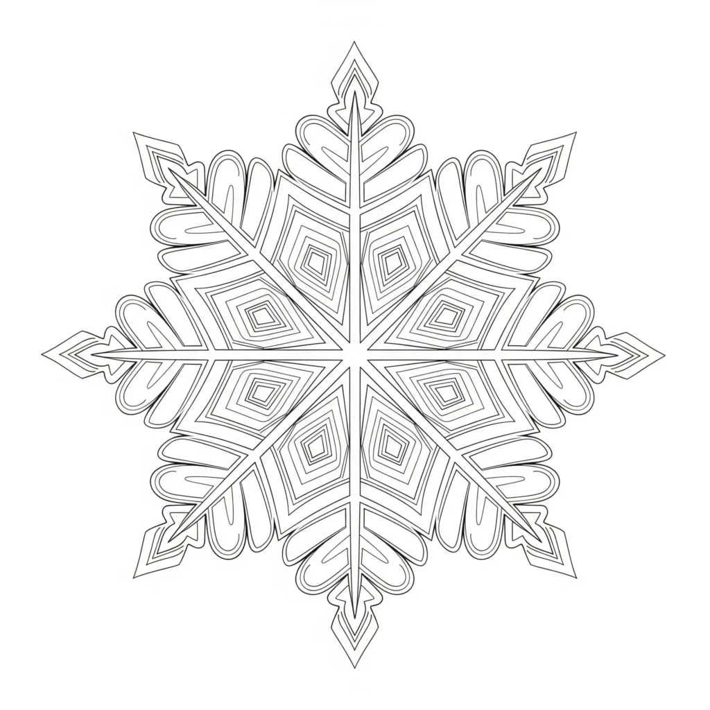 Schneeflocke Ausmalbild zum Ausdrucken für Kinder – ein klassisches Wintermotiv zum Ausmalen mit Buntstiften oder Filzstiften