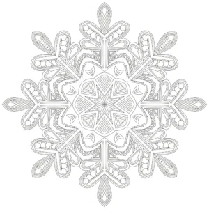 Schneeflocke Mandala Ausmalbild zum Ausdrucken – ein schönes, symmetrisches Muster für kreative Kinder zum Ausmalen