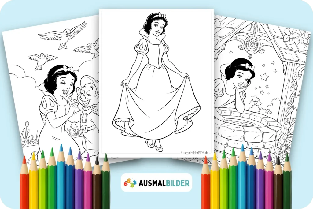 Prinzessin Schneewittchen Ausmalbilder kostenlose zum Ausdrucken für Kinder jeden Alters