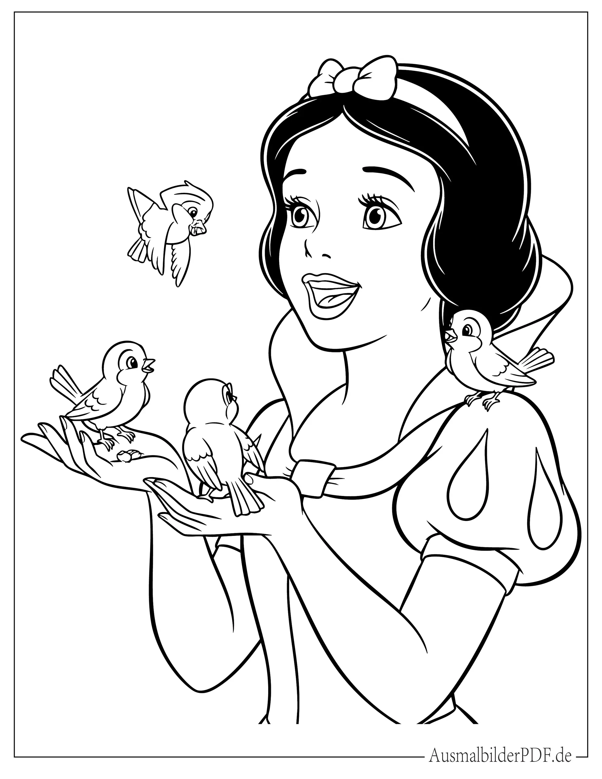 10+ Schneewittchen Ausmalbilder (Gratis Malvorlagen drucken) Prinzessin Schneewittchen singt für Vögel Ausdruckbare Malvorlage