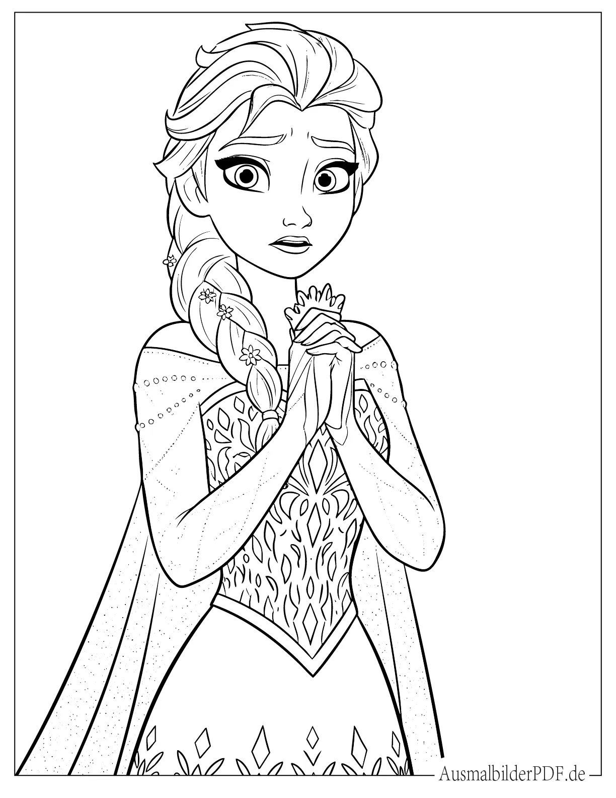 Schöne Prinzessin Elsa im Kleid Ausdruckbare Ausmalbild