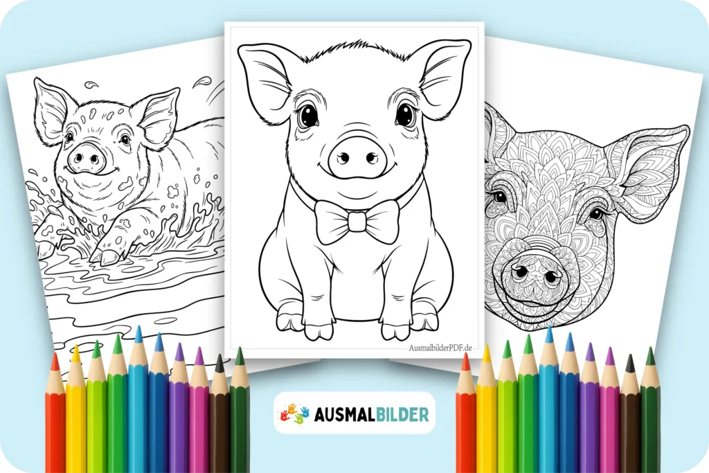 Süße Schweine Ausmalbilder zum kostenlosen Ausdrucken für kleine Künstler