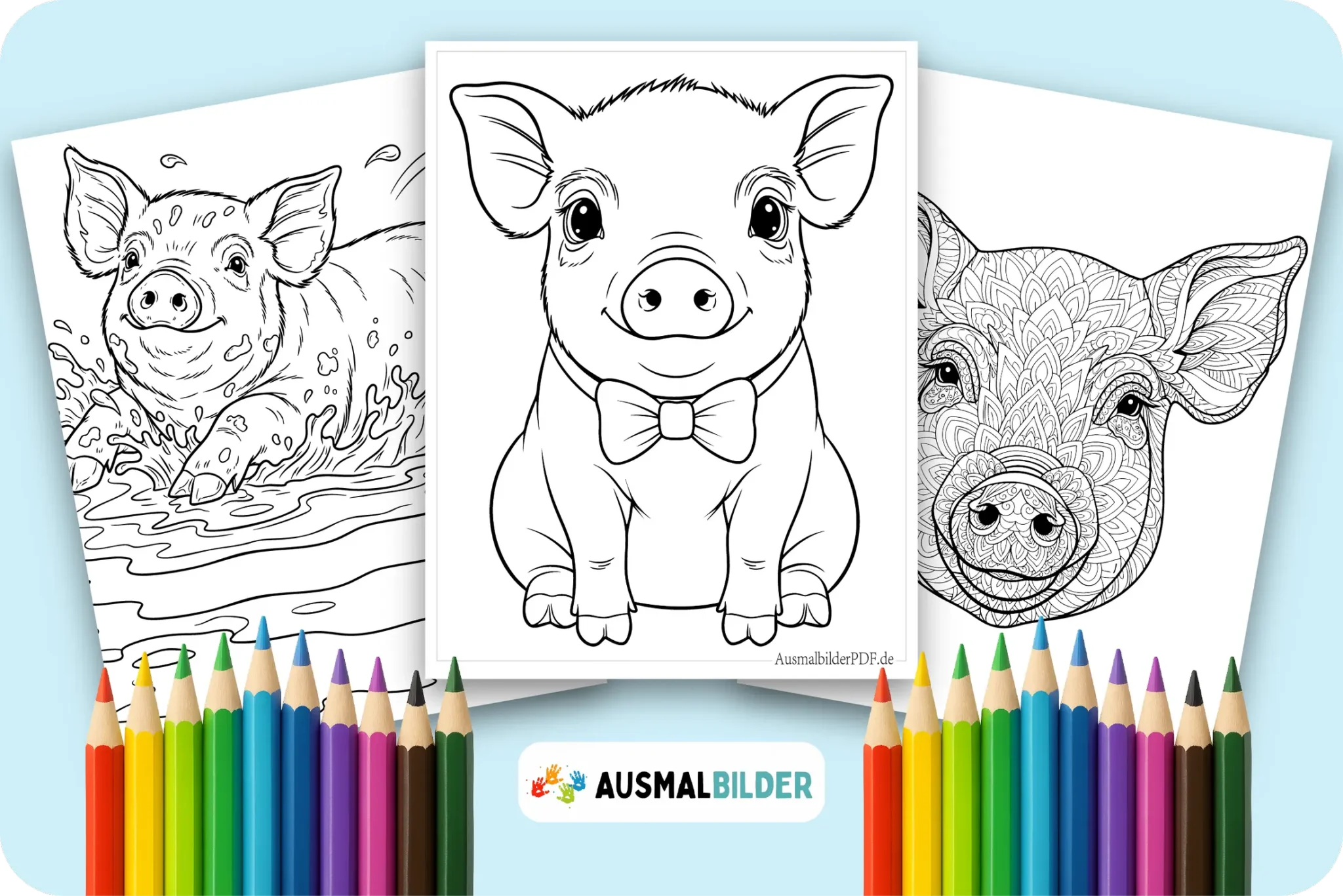 Süße Schweine Ausmalbilder zum kostenlosen Ausdrucken für kleine Künstler
